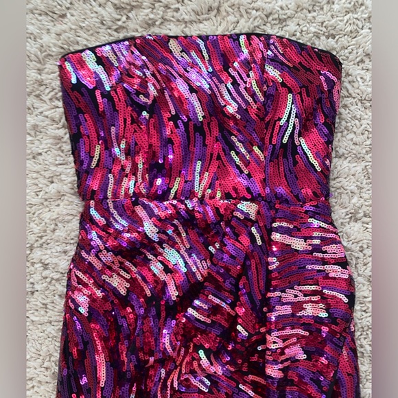 LPA Pink Strapless Sequin Cocktail Midi Dress - X-Small, NWT - Picture 4 of 10